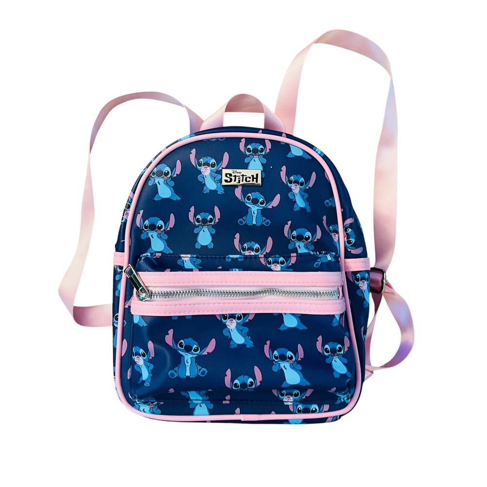 Disney‎ Stitch Mini Backpack Allover Print Double Zip Kids Travel Bag